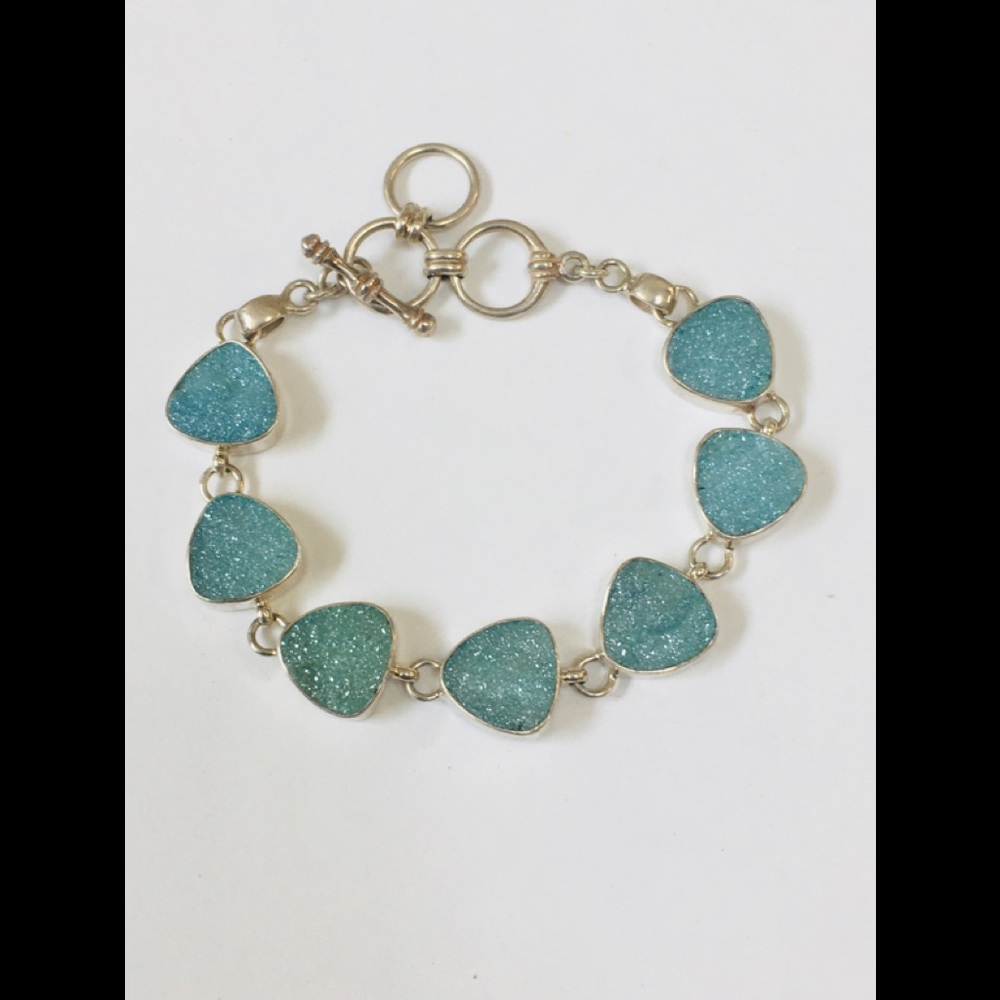 Sterling Silver Aqua Druzy Bracelet